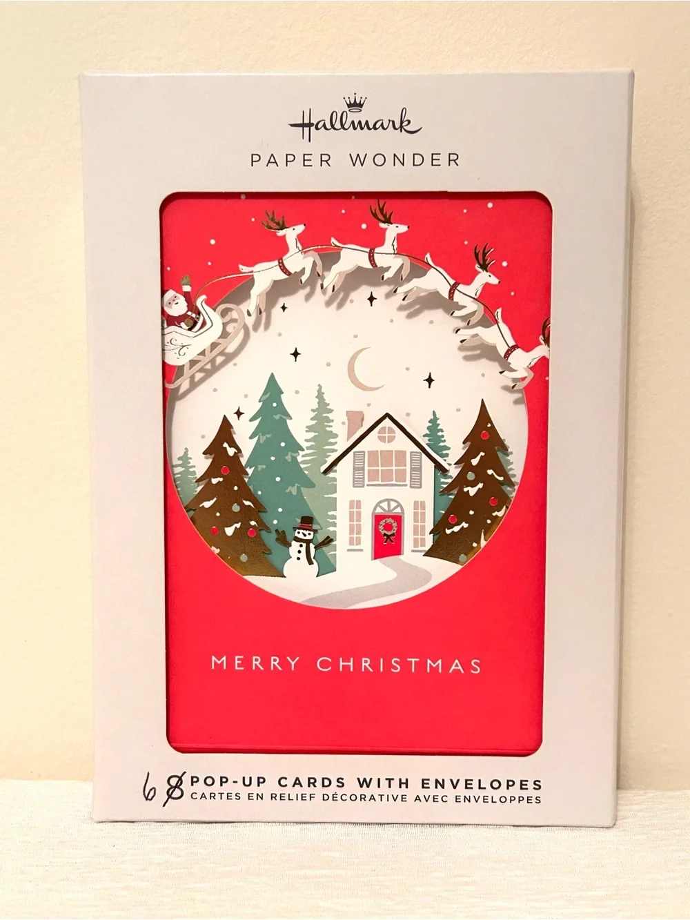 Hallmark Paper Wonder 3-D Christmas Cards w/ Envelopes-Set of 6